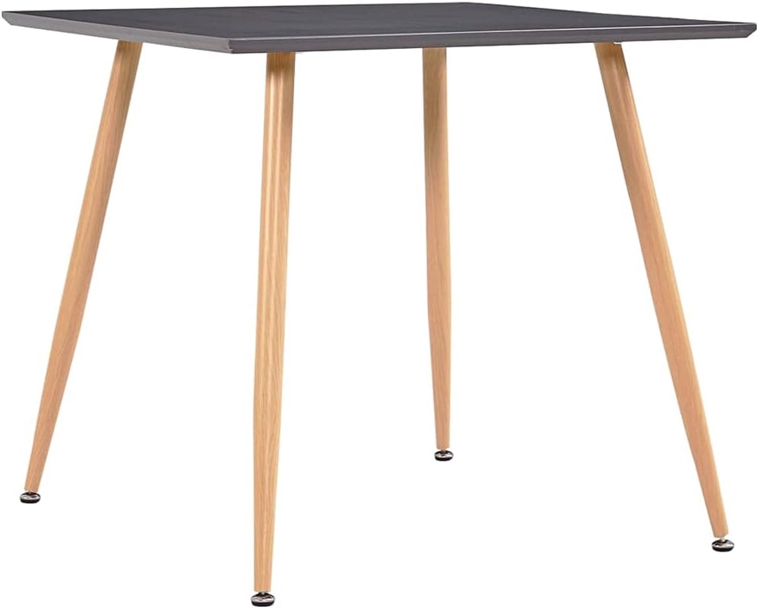 Grijs en eikenkleurige eettafel, 80,5 x 80,5 x 73 cm, MDF met stalen poten, robuuste en duurzame tafel voor keuken en eetkamer, moderne inrichting en eenvoudige reiniging