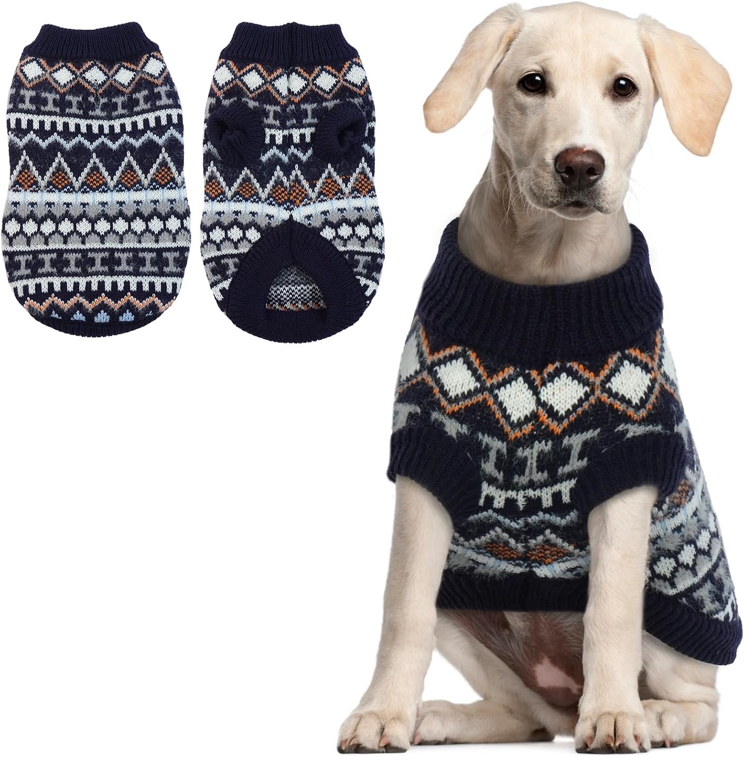 - boho-hondentrui, middelgrote honden, kersttrui voor de hond, mooie hondentrui, dikke hondentrui, hondentrui, Franse buldog (marineblauw, XL)