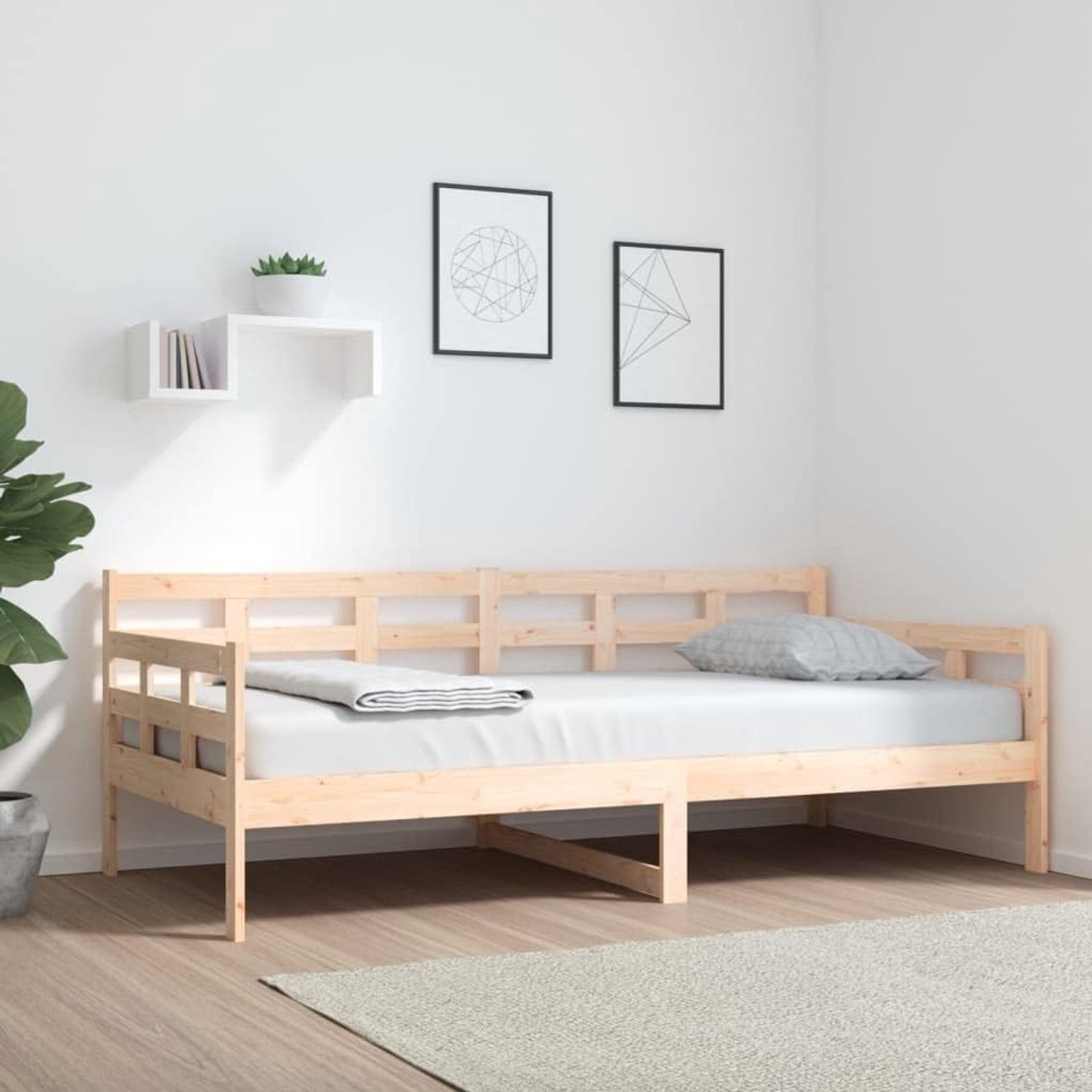 Bed tweepersoonsbed dagbed massief grenen 90x190 cm geschikt voor familiekamers