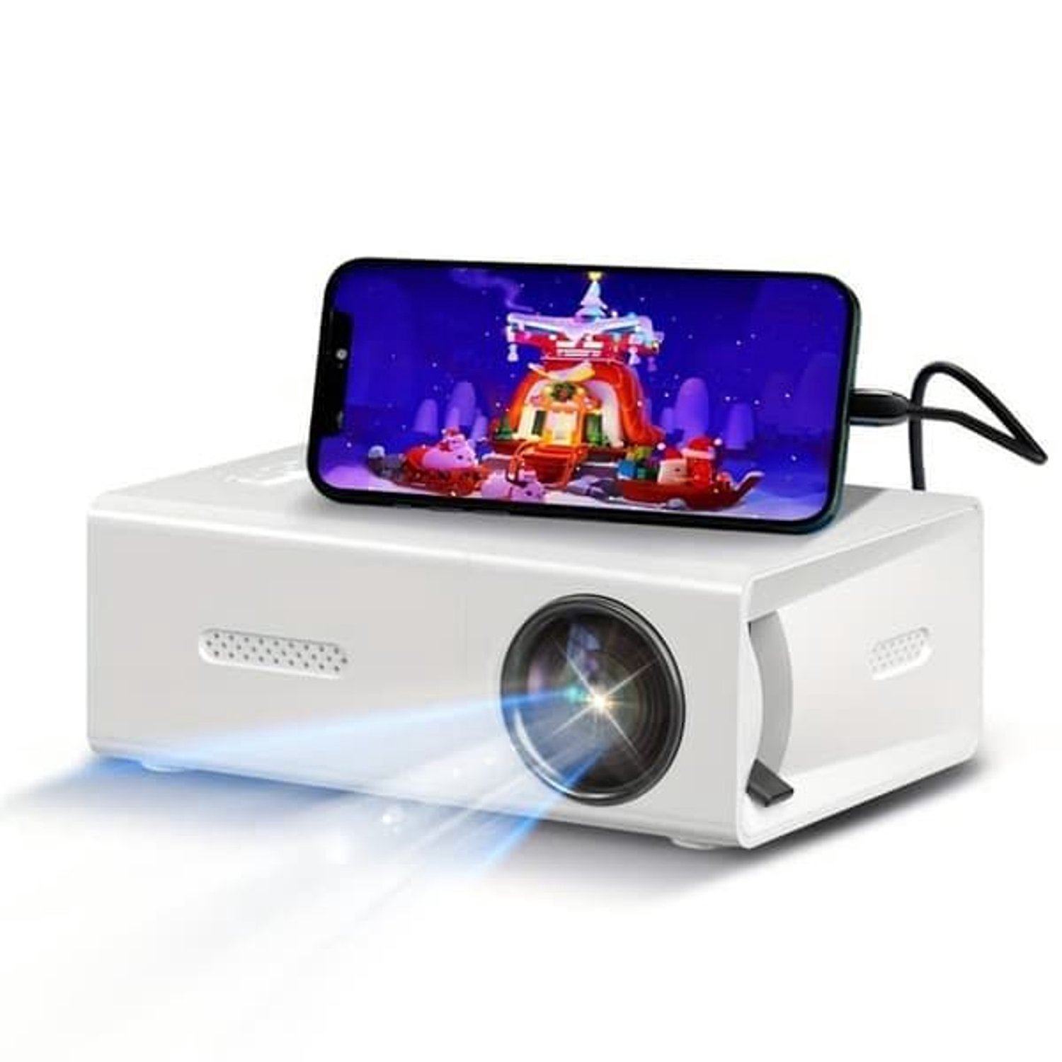 Mini Projector Draagbaar - Full HD 1080P - Beeld tot 60 Inch (150 cm) - Ingebouwde Stereo Speakers - Voor Thuis, Buiten en Presentaties