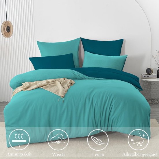 2-delige beddengoed set 155x220 cm, turquoise/petrol — afbeelding 2