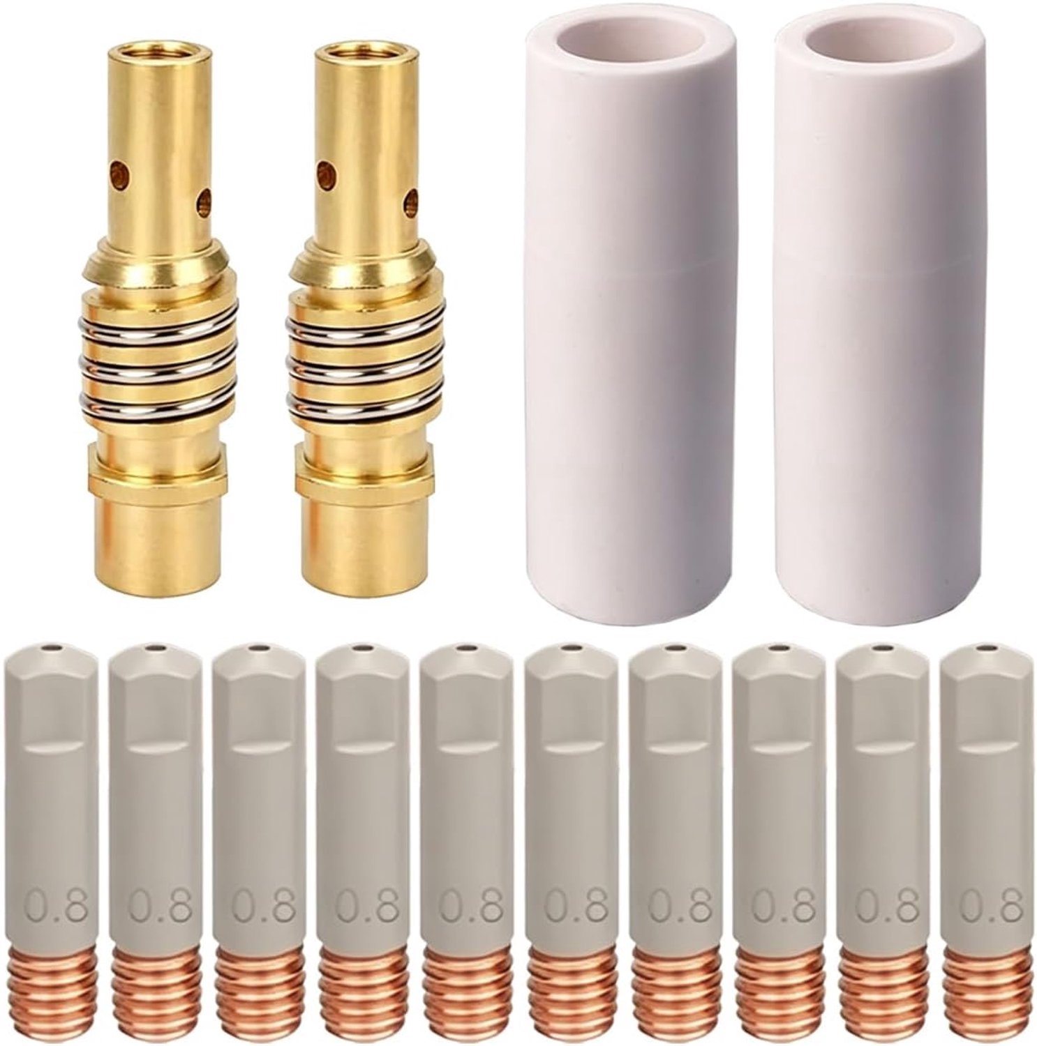 Lastoorts accessoires 0.076 cm - 10 contact tips 0.8mm - non-stick coating - geschikt voor MB15 15AK lasfakkels m-winkel - m-winkel