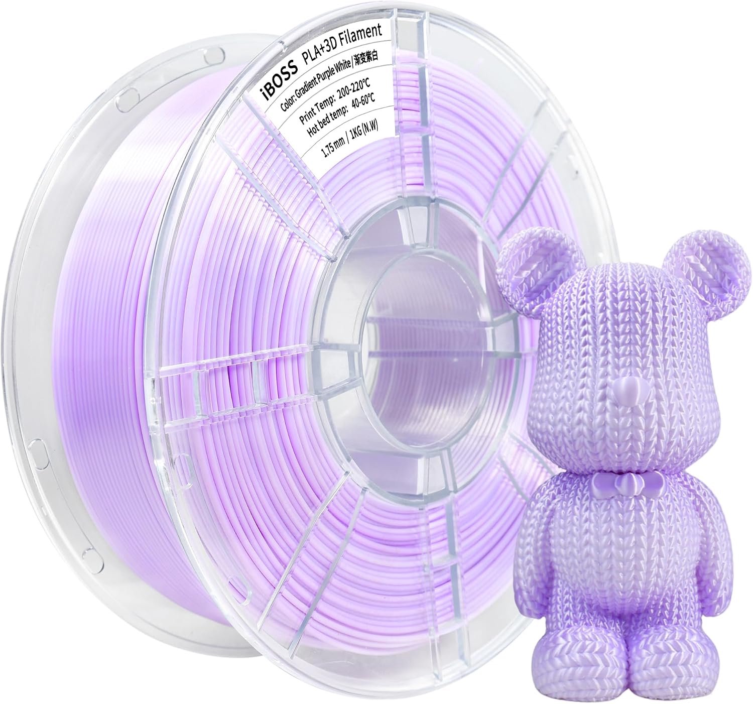 3D-printerfilament 1,75 mm - Tweekleurig PLA Plus - Overgang Paars Wit - Hoge taaiheid en breukvastheid m-winkel - m-winkel