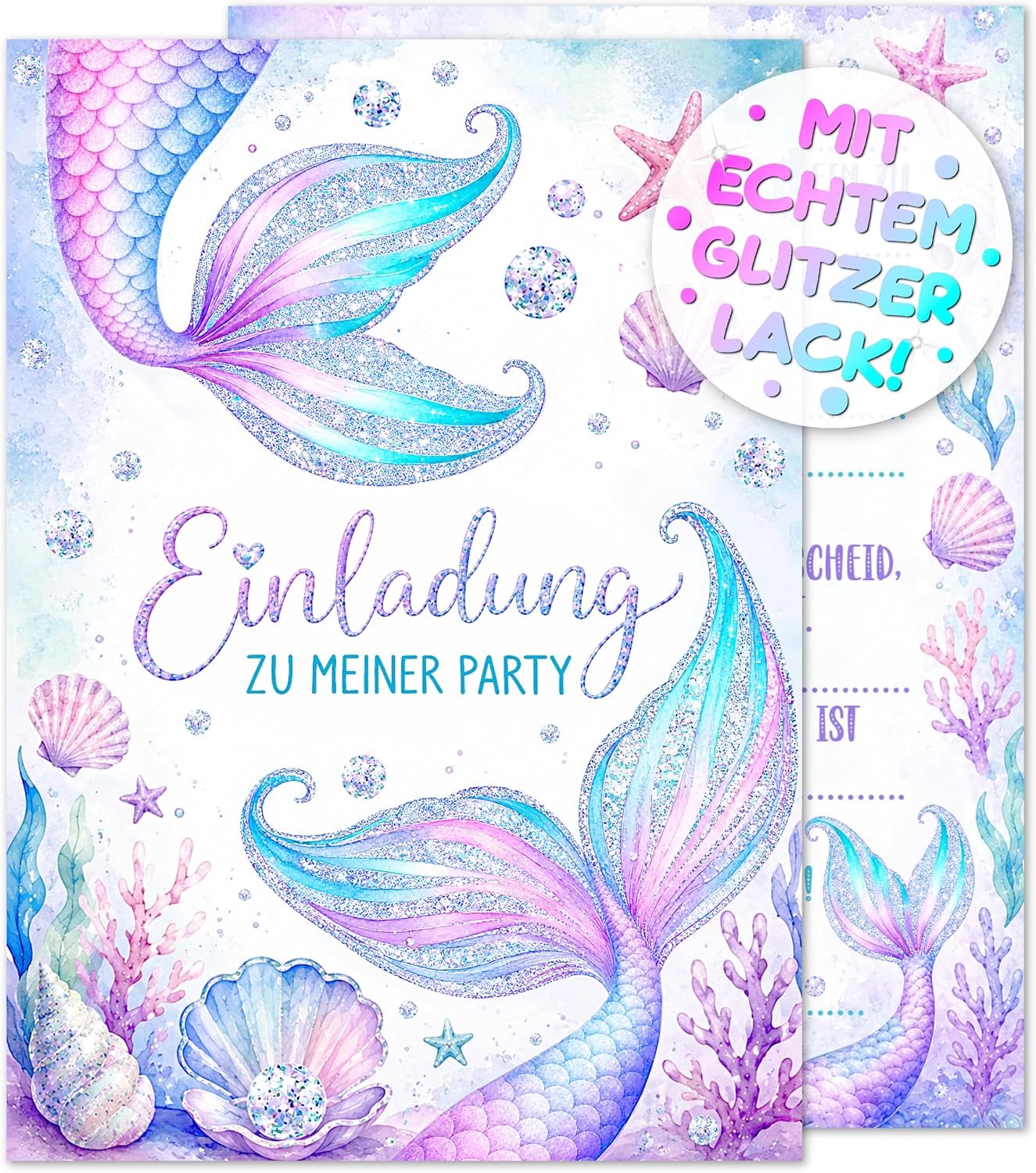 Mermaid-uitnodigingen voor kinderfeestjes 12 stuks