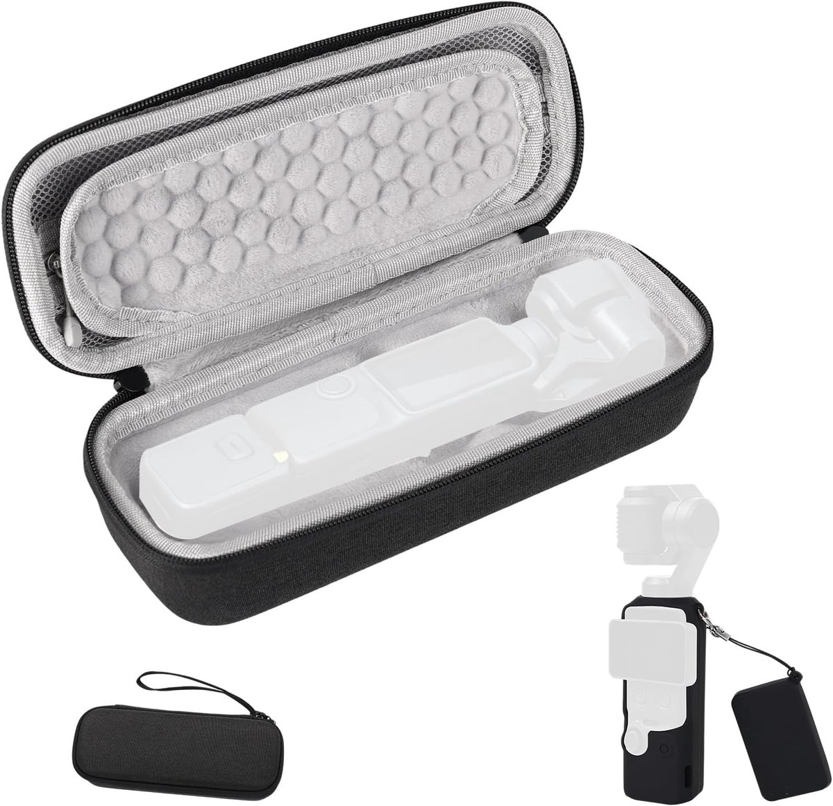 Draagtas voor DJI Osmo Pocket 4, Draagbare Opbergtas met Siliconen Beschermhoes Gehard Glazen Schermbeschermer Polsbandje Schokbestendige en Krasbestendige Accessoirekit voor Volledige Bescherming