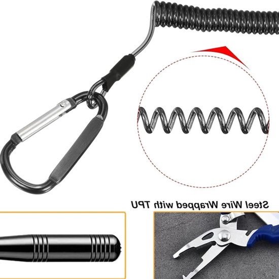 Dailygoods- Hengeltang van roestvrij staal, 12,5 cm - Multifunctionele vistang - Slipvaste handgreep - Antiblokkeerkoord - Geschikt voor zoet en zout water - Ideaal voor vissen — afbeelding 2