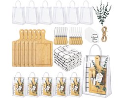 Kochorie 6 Sets Baby Shower Prijzen voor Game Winnaars Vierkante Bamboe Kaas Board Gift met Messen Lepels Gift Zakken Keuken Handdoeken Bruids Douche Party Gunsten voor Gasten