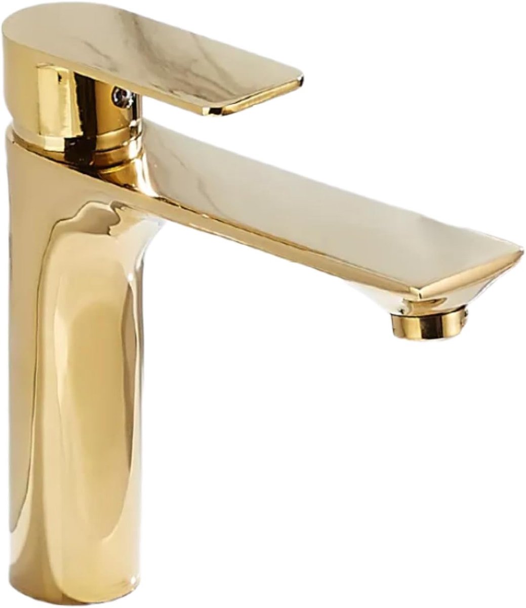 Kraan Helder Gouden Wastafelkraan Wastafel Wastafel Warm En Koud Thuis Badkamer Onderbouwwastafel Geheel Koper Gouden Vierkant