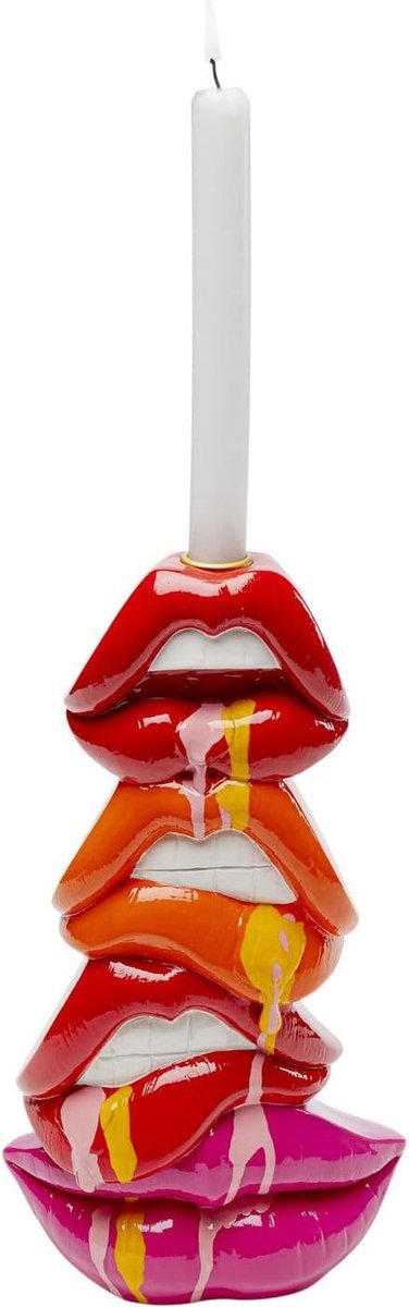 Design kandelaar Lips, rood, lippen, handbeschilderd, uniek, voor