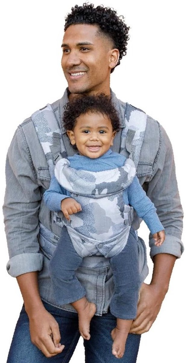 4-in-1 draagzak - Voor pasgeborenen en oudere baby's - Ergonomisch en verstelbaar - Camouflageblauw - Draagzak