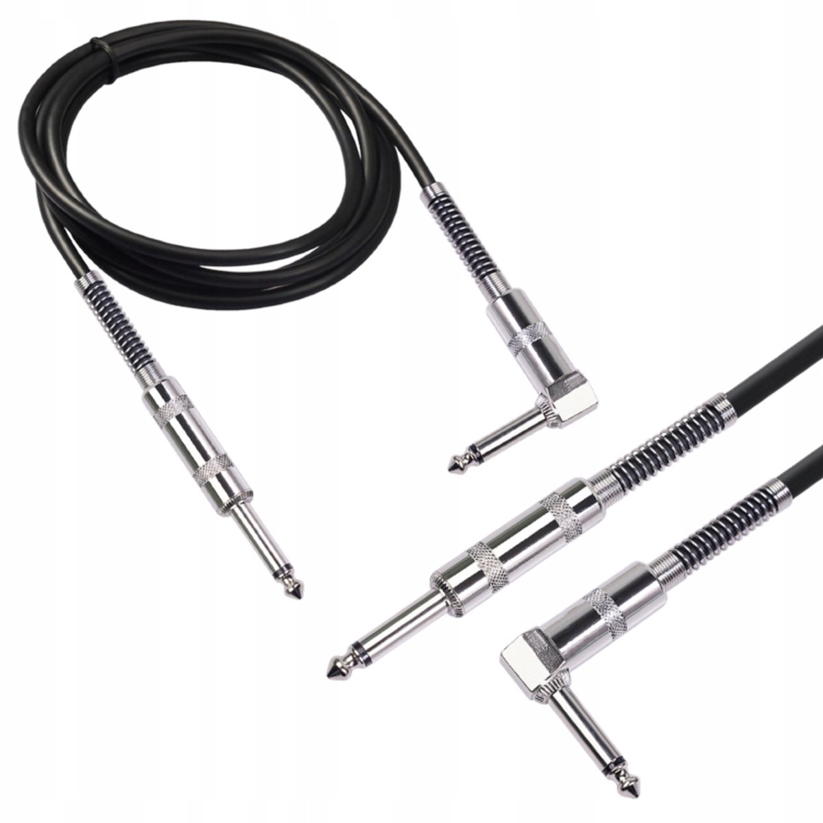 Gitaarkabel Hoek Jack 3m - Instrumentenkabel met Veer