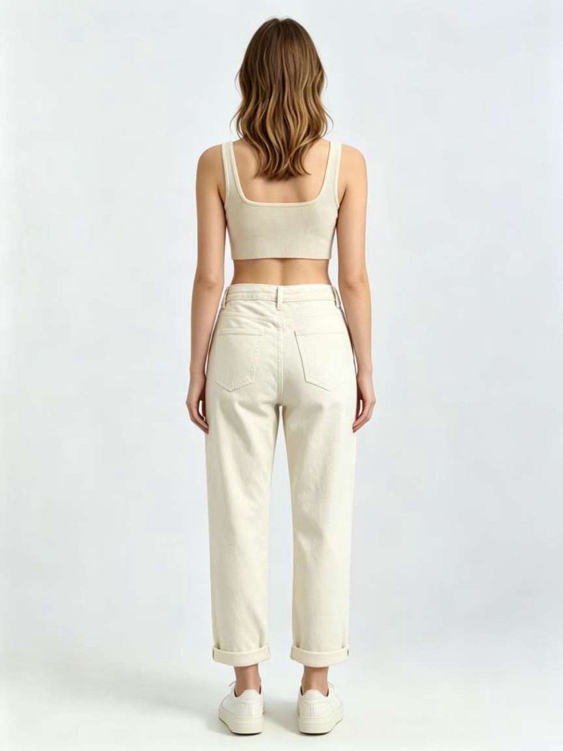 Toxik3 jeans - Mom fit broek beige hoge taille dames XS
