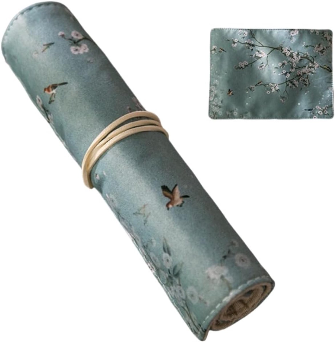 Potloodrol 26 Kleuren Grote Capaciteit Chinese Stijl Stoffen Rolgordijn Etui-Peach Blossom