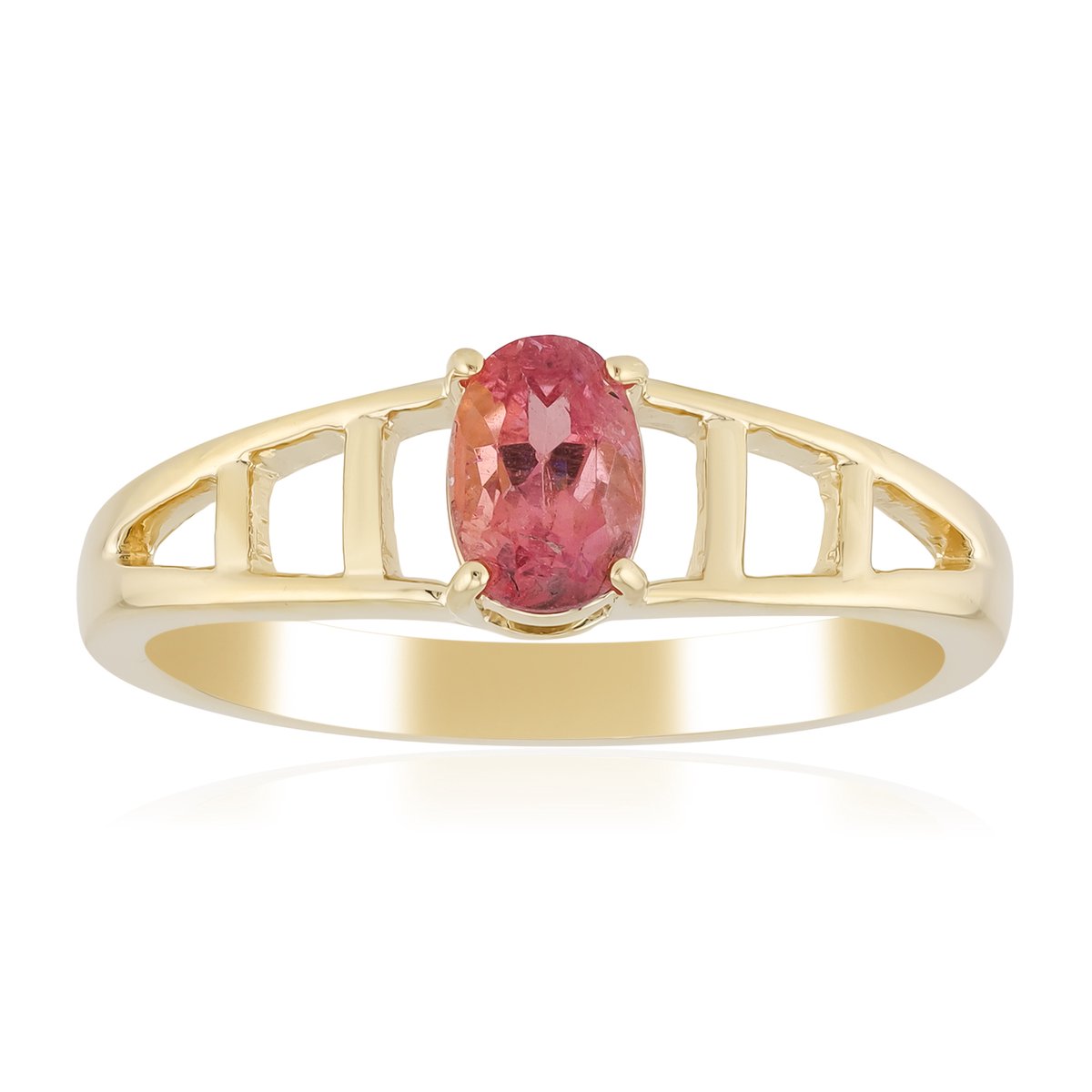 Cavill - Gouden ring 9-karaats met Pezzottaiet ovale edelsteen 0,46 ct uit Madagaskar - elegante, moderne ring met open zetting geelgoud