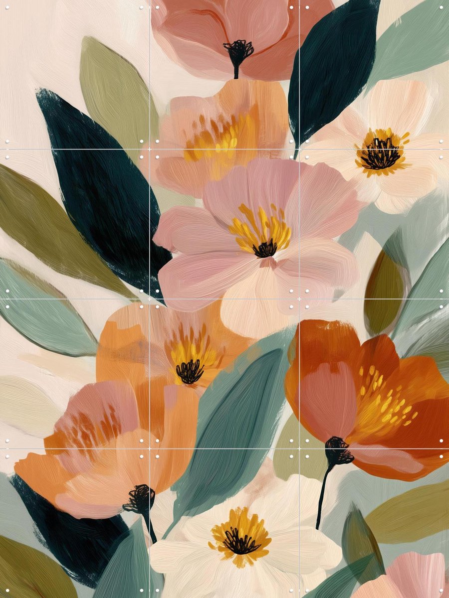 IXXI A Quiet Bloom, Branka Kodžoman - 60 x 80 cm - Gratis ophangtool - Grote wanddecoratie en posters - Schilderijen, Kwaststreken, Modern