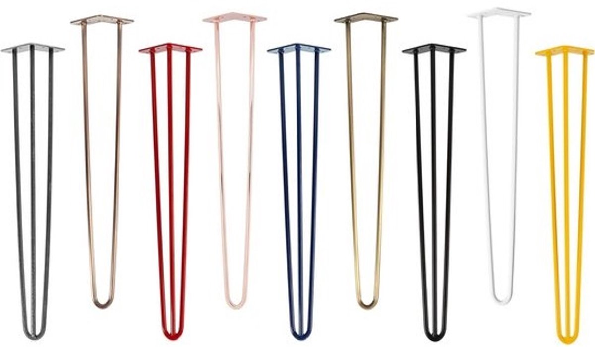 Set van 4 metalen hairpin-tafelpoten | Diverse hoogtes en kleuren | Voor doe-het-zelfmeubels