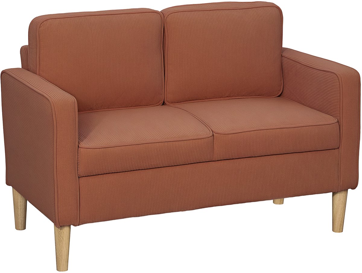 Homona 2-zitsbank met opbergruimte - Met corduroy bekleding - 117 x 63 x 79 cm - Oranje