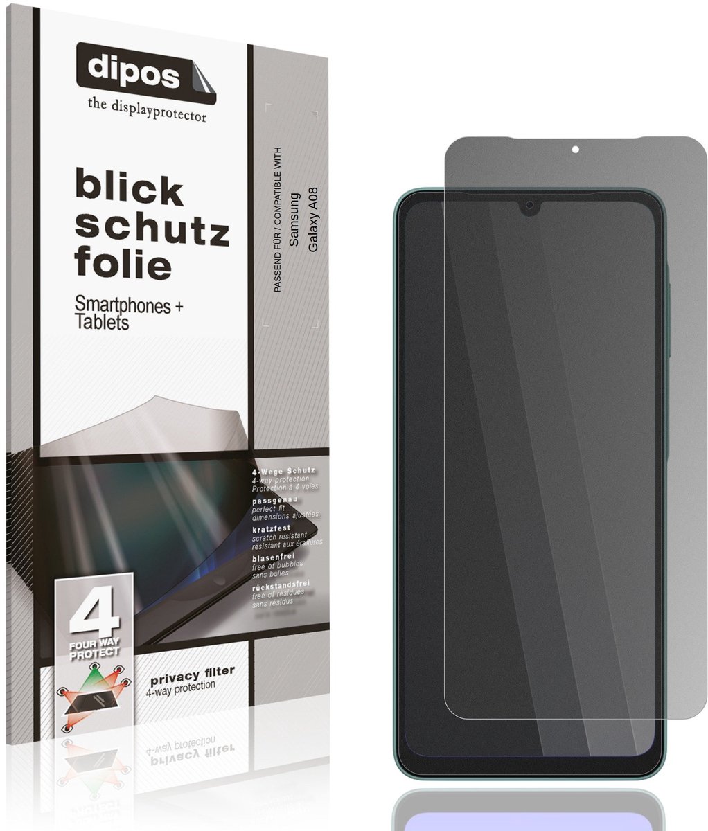 dipos – Matte Privacy Screenprotector geschikt voor Samsung Galaxy A08 | Anti-Spy Beschermfolie