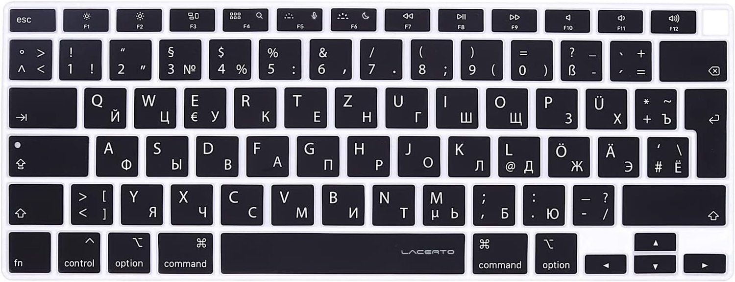 Russian/German Silicone Case Compatible with MacBook Air 13.3" (A2179 - Release 2020 / A2338 M1 - 2020 Onwards) with European Enter Button | Russian/G