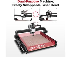 CNC Freesmachine 40W Laser - 500W Spindel - 430x390x90 mm Graveeroppervlak - MDF Werktafel - Graveermachine