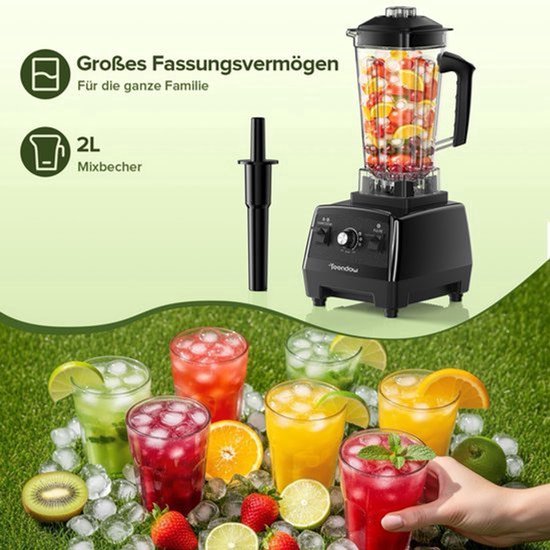 Blender Standmixer - 1600 W Vermogen - 2 Liter Inhoud - Roestvrij Staal - Zwart - Keukenapparaat — afbeelding 5