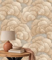 Dutch Wallcoverings - Vliesbehang - Renaissance - Blossom Zandbeige/Beige/ Goud/Groen - RE521014