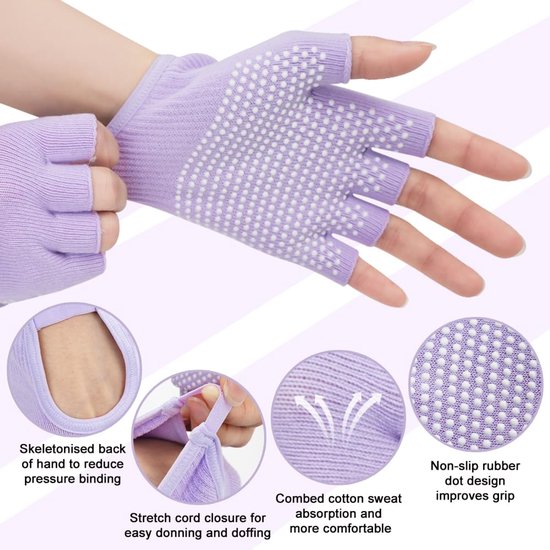 Set van 2 Pairs Antislip Yoga Handschoenen en Sokken — afbeelding 4