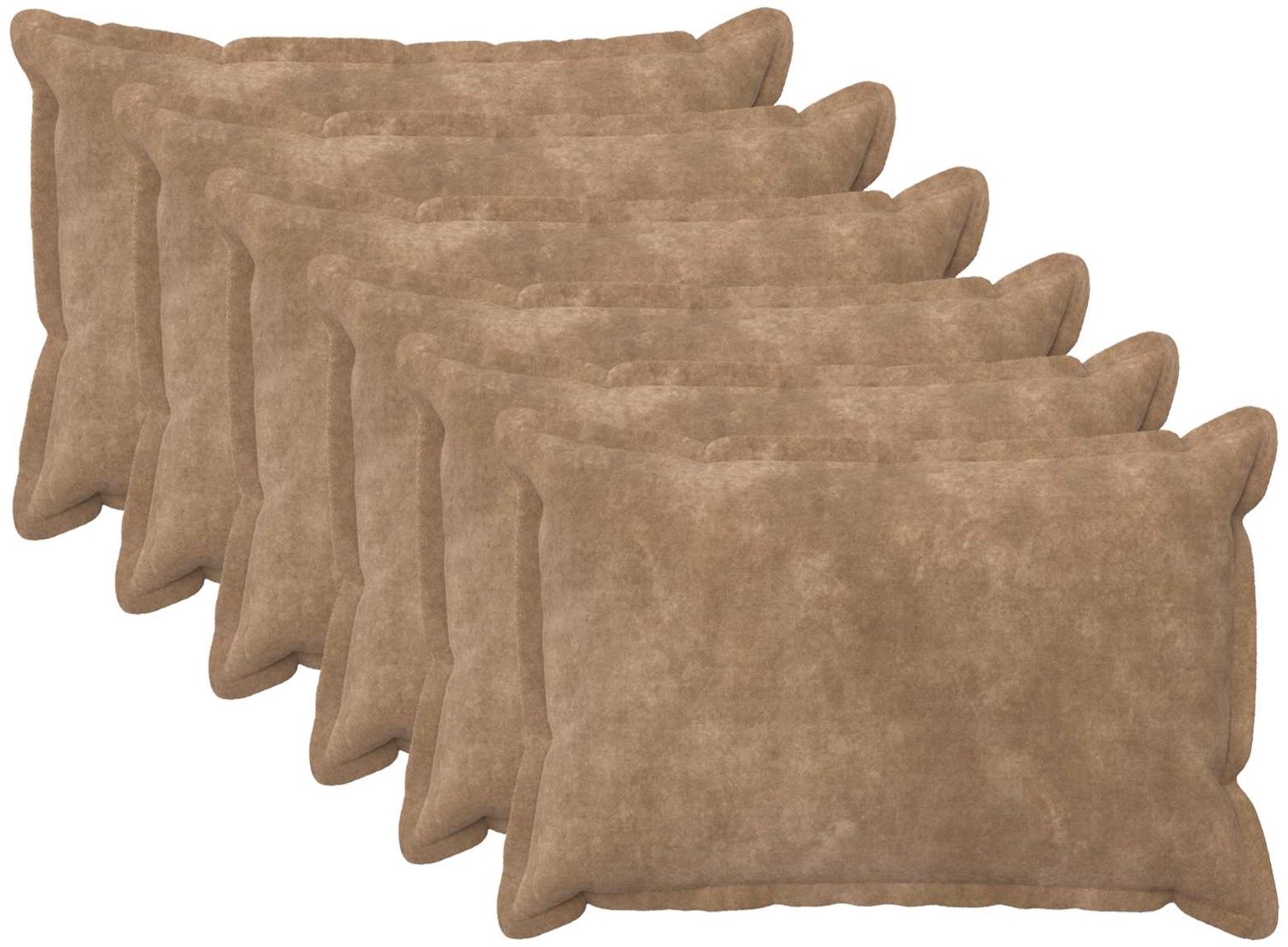 vidaXL Dekenkussen - 6 - st - HOUTEN - Taupe - 30 - x - 50 - cm - Microfiber - Fleece