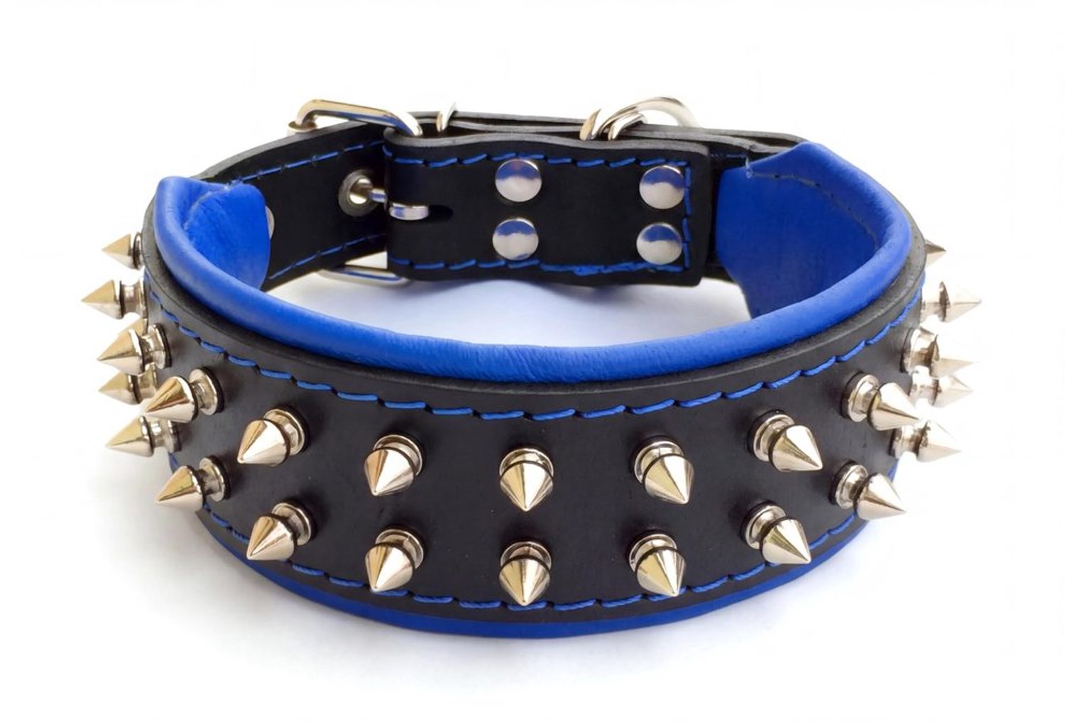 Hondenhalsband van Leer met Schroefpunten 5 cm Breed