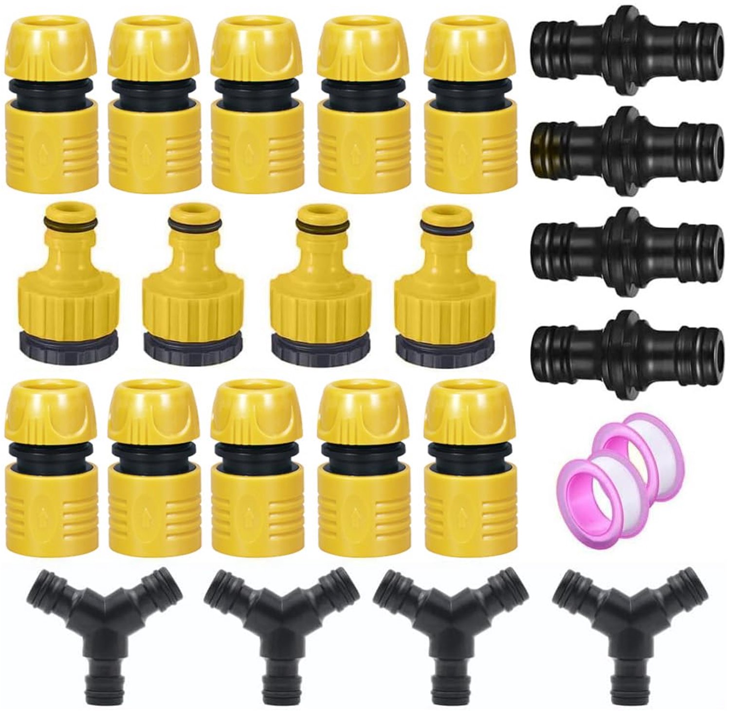 Slangconnector Set 24 Stuks - 1/2 Inch/3/4 Inch - Tuinslang Aansluitingen - Robuust Kunststof - Waterdicht - Goede Sluitkracht - Tuinslangconnector