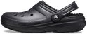 Zwarte Crocs Classic Lined Clog met zachte zwarte voering en hielband.