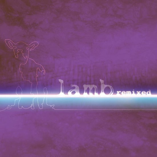 Paarse albumhoes met lijntekening van een lam en de tekst 'lamb remixed' boven een horizontale lichtstreep.
