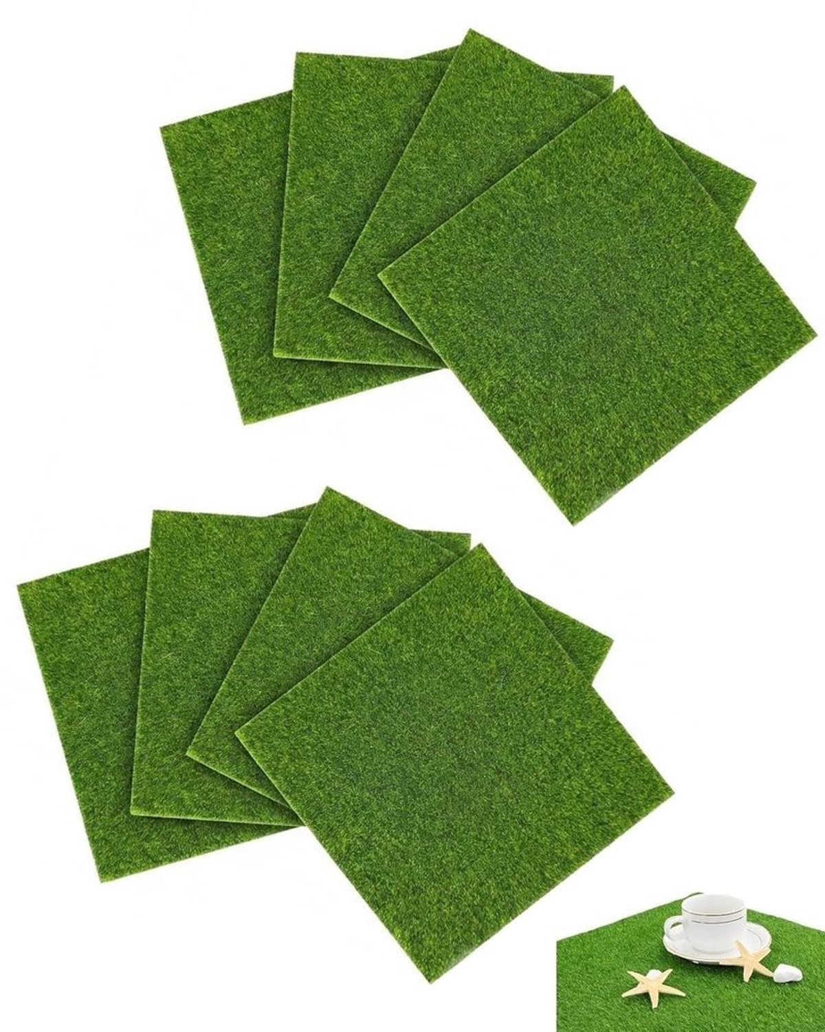 Miniatuur Kunstgras Set voor DIY Projecten - 8 Stuks 15 x 15 cm