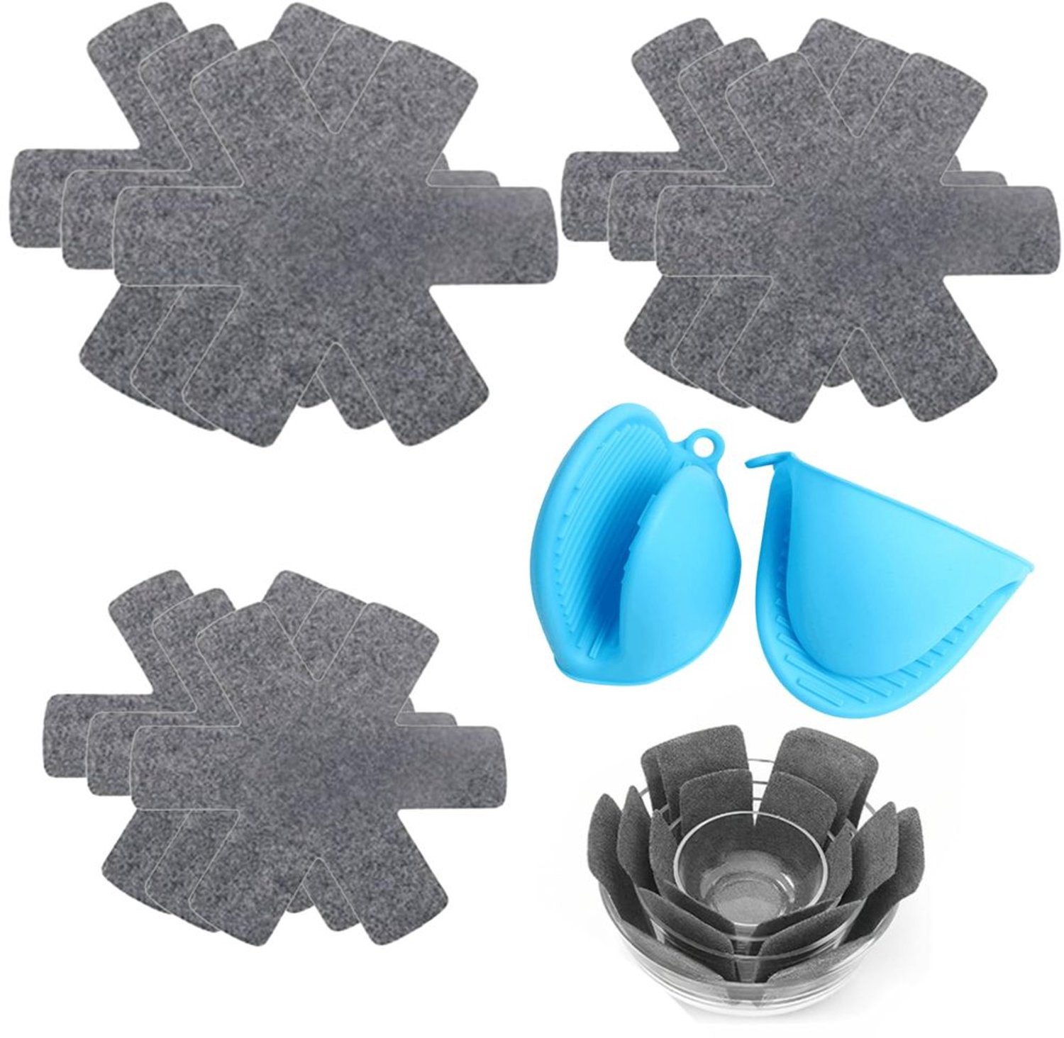 Set van 10 Pannenbeschermers met Ovenhandschoenen