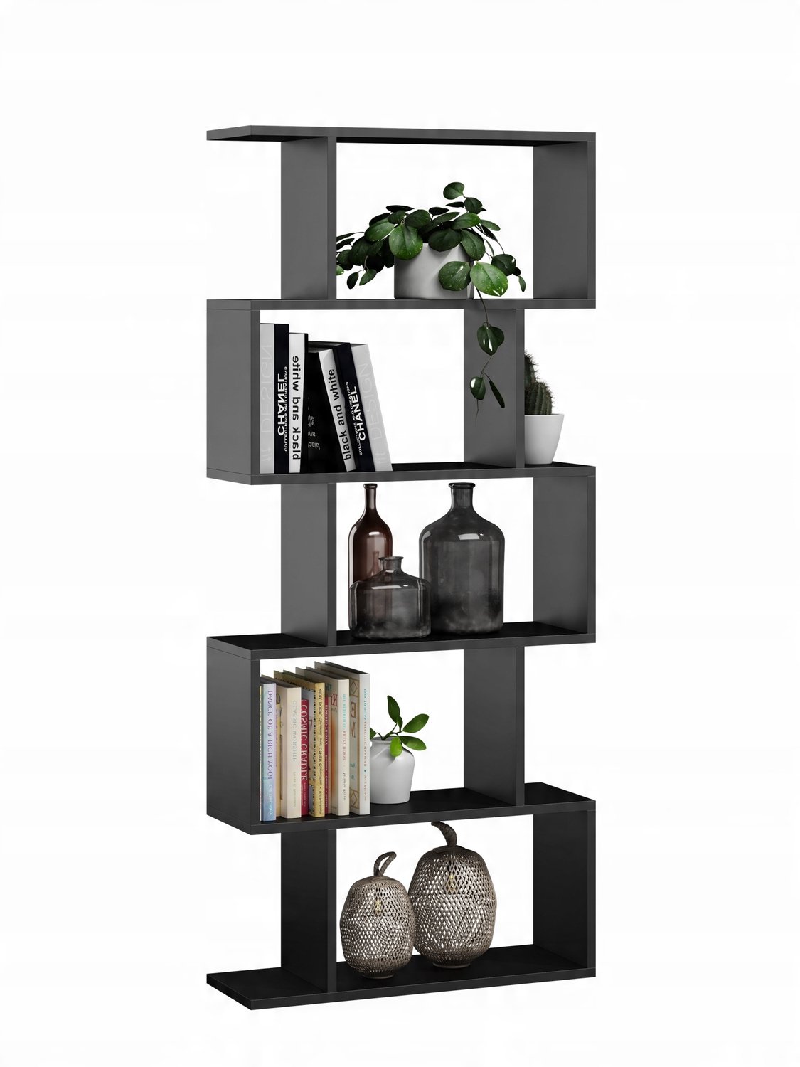 Per La Vita Bask - Open Boekenkast - Zwart - 176 x 76,4 x 28 cm