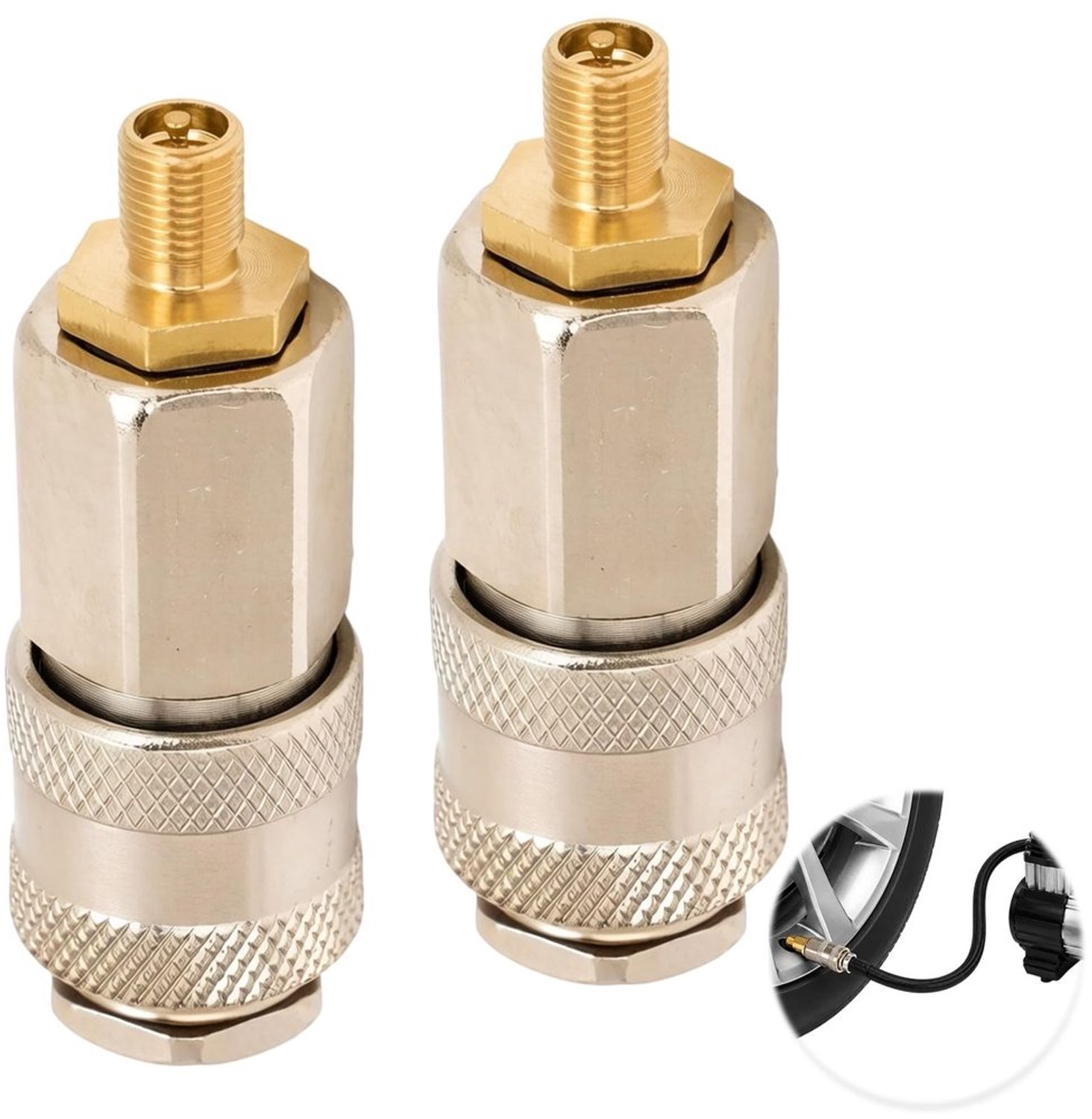 Set van 2 Autobandventieladapters 3-in-1