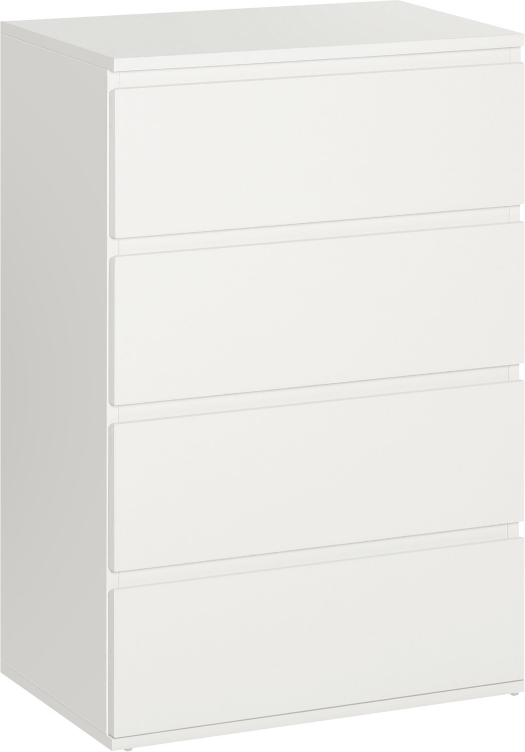 Clruro Ladekast - 55x33x80 cm - Greeploos met 4 Lades - Kantelbeveiliging - MDF - Wit