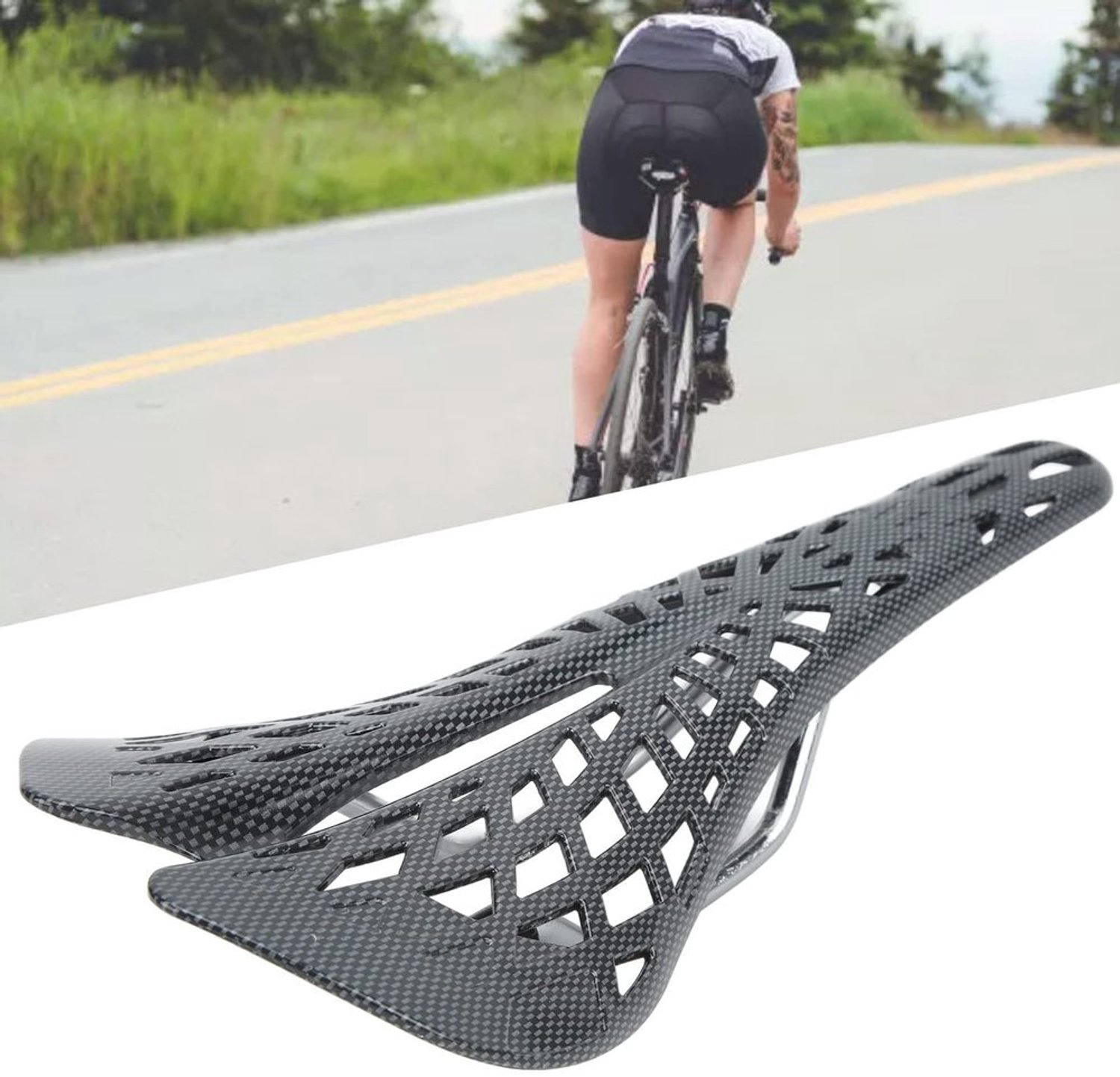 Ultralichte Carbon Fiber Fiets Zadel met Schokabsorptie