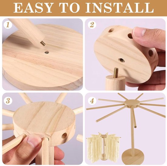Houten Pasta Droger met 9 Verwijderbare Armen — afbeelding 2