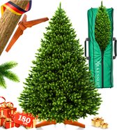 KESSER® Kerstboom kunstmatig natuurgetrouwe denneboom + houten standaard & tas