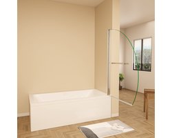 Aica kwartrond badwand 100x150cm - 8mm gehard glas - draaibaar - met 40cm handdoekrek - glanzend chroom