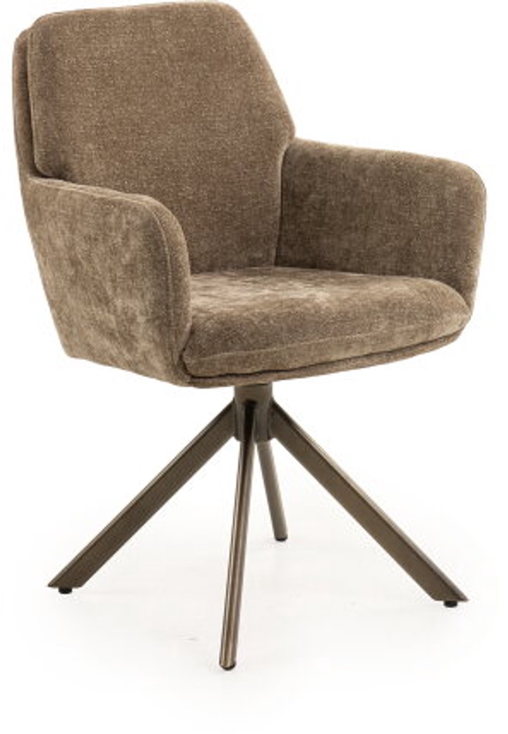 Moods Collection Eetkamerstoel Riga draaibaar Venus anodic bruin - Be glory khaki 757 Groen