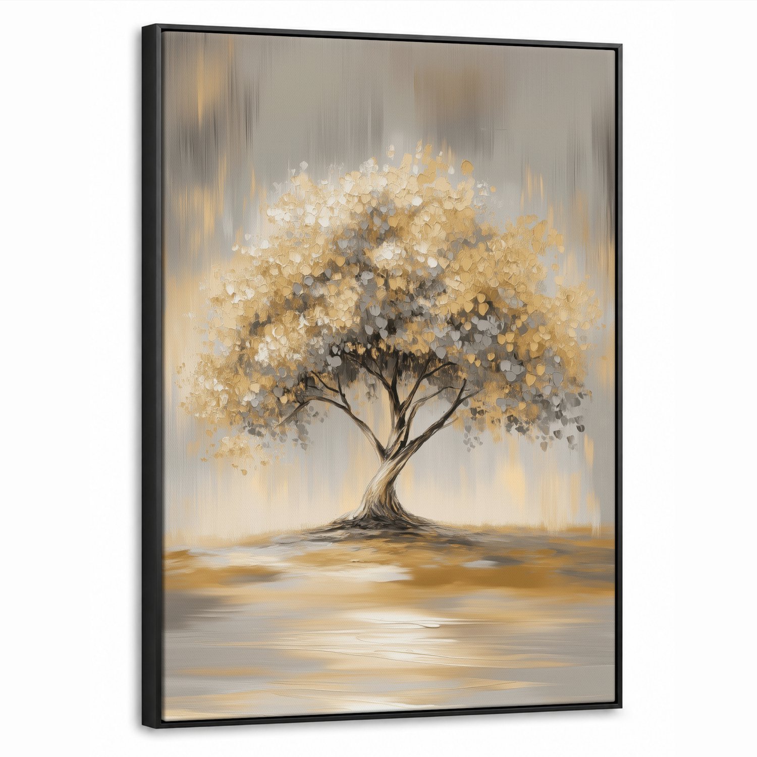Canvas Schilderij met Baklijst 50x70cm - Schilderij - Boom - Abstract - Bladeren - Muurdecoratie woonkamer - Slaapkamer decoratie - Kamer accessoires - Schilderijen op canvas met lijst