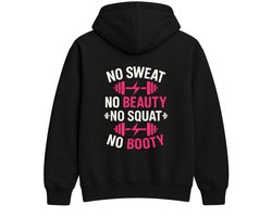 Fitness Hoodie – NO SWEAT NO BEAUTY NO SQUAT NO BOOTY – Sport Outfit – Unisex Hoodie voor Dames & Heren – Motivatie Cadeau