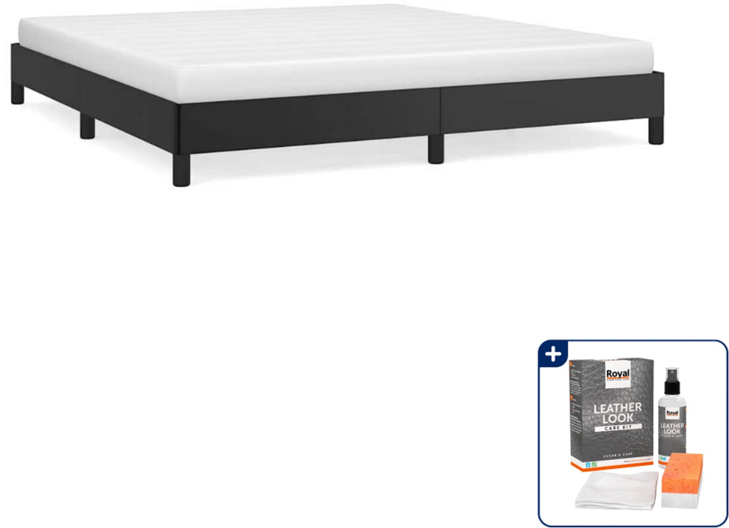 vidaXL Kingsize bedframe - 180 x 200 cm - kunstleer - zwart - Inclusief onderhoudsset voor kunstleer 150 ml