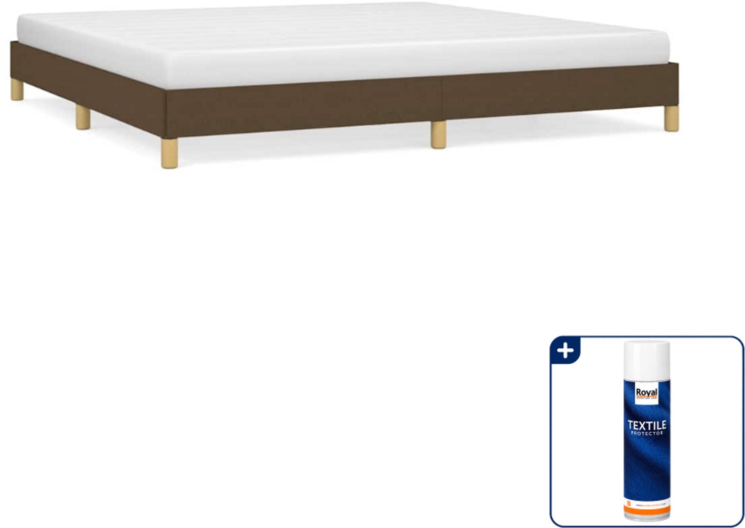 vidaXL Bedframe - 200 x 200 cm - stof - donkerbruin - Inclusief textielbeschermer 500 ml