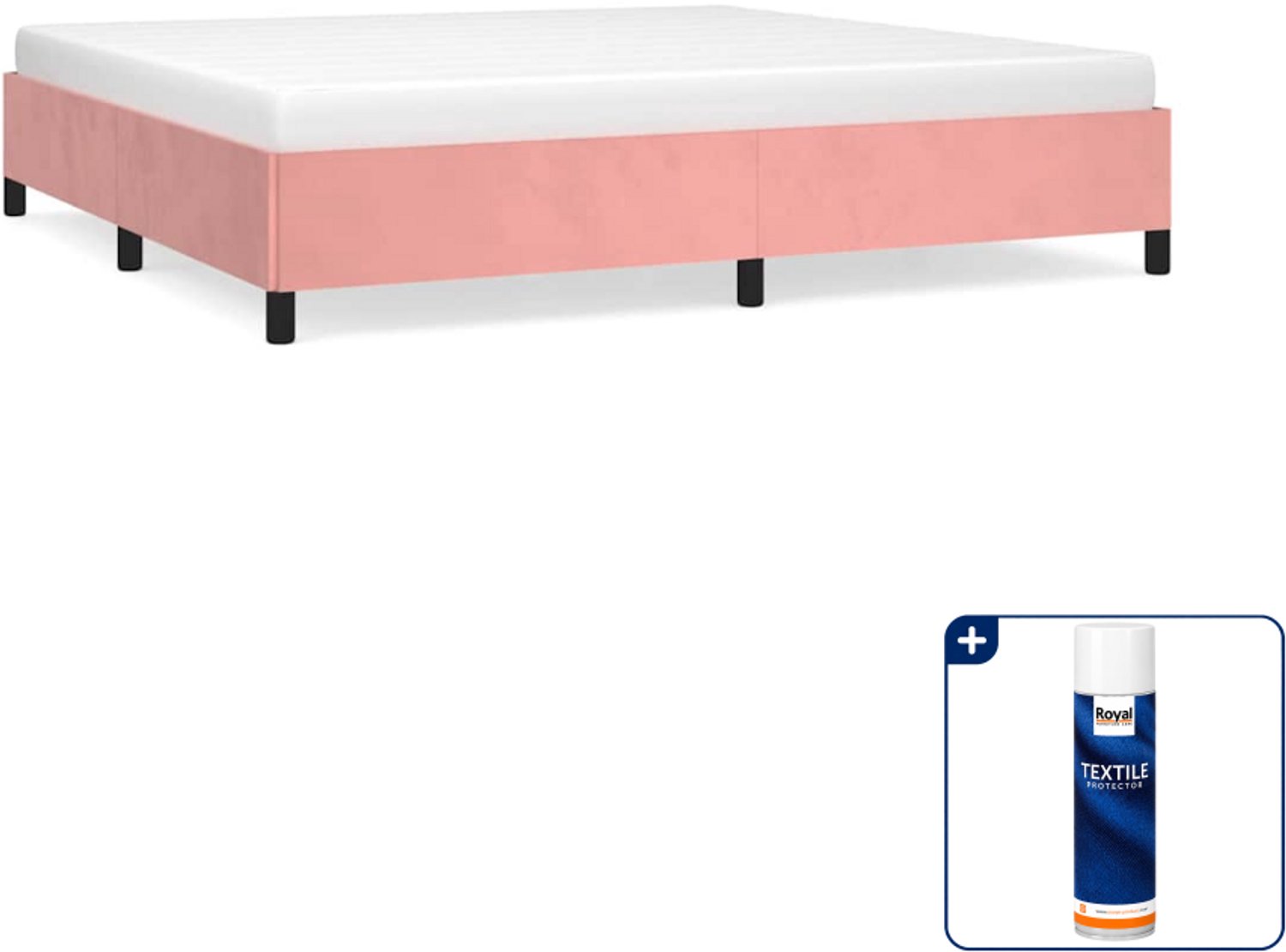 vidaXL bedframe - 200 x 200 cm - fluweel - roze - Inclusief textielbeschermer 500 ml