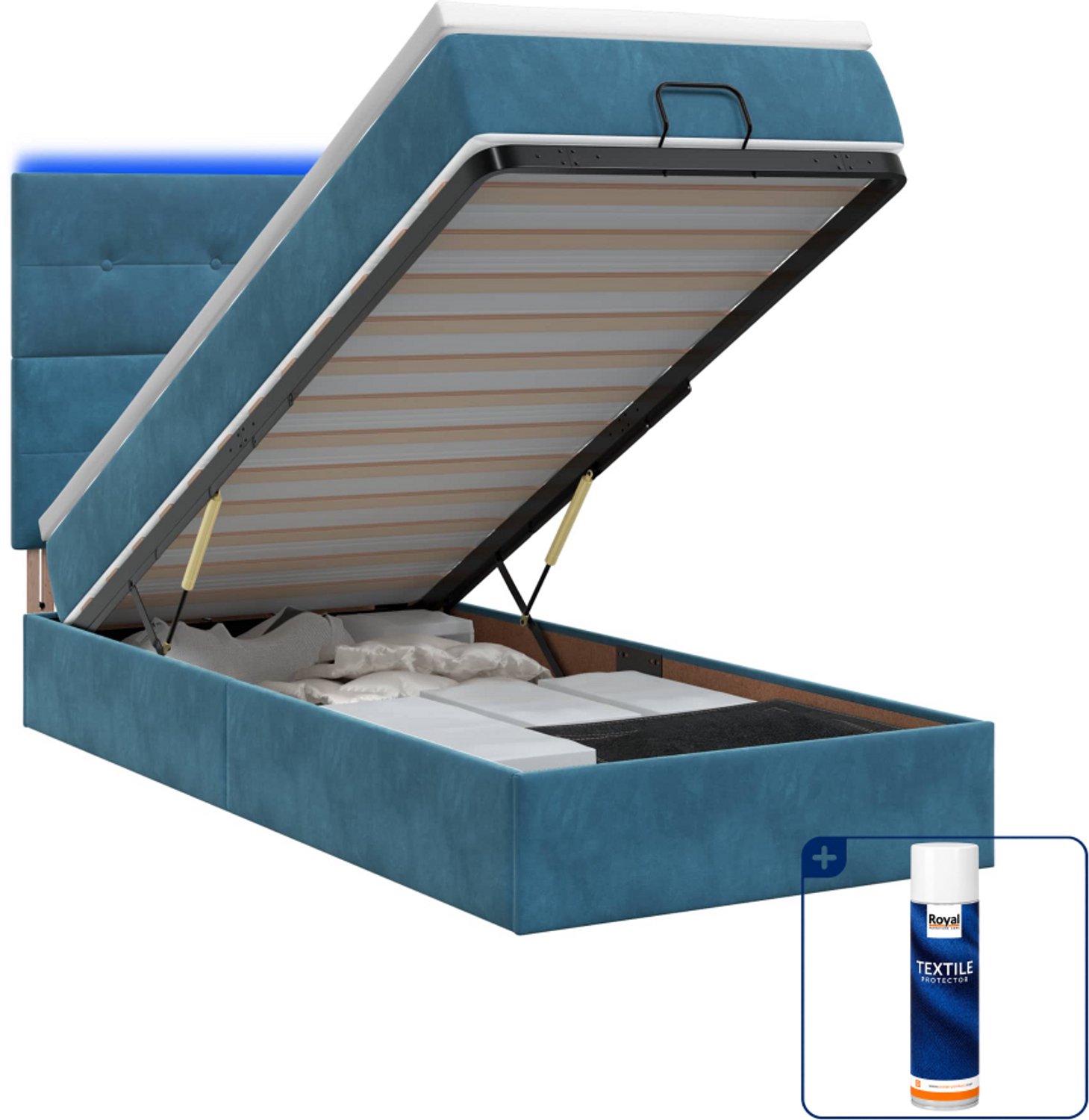 vidaXL ottoman bed - 80 x 200 cm - donkerblauw - Inclusief textielbeschermer 500 ml