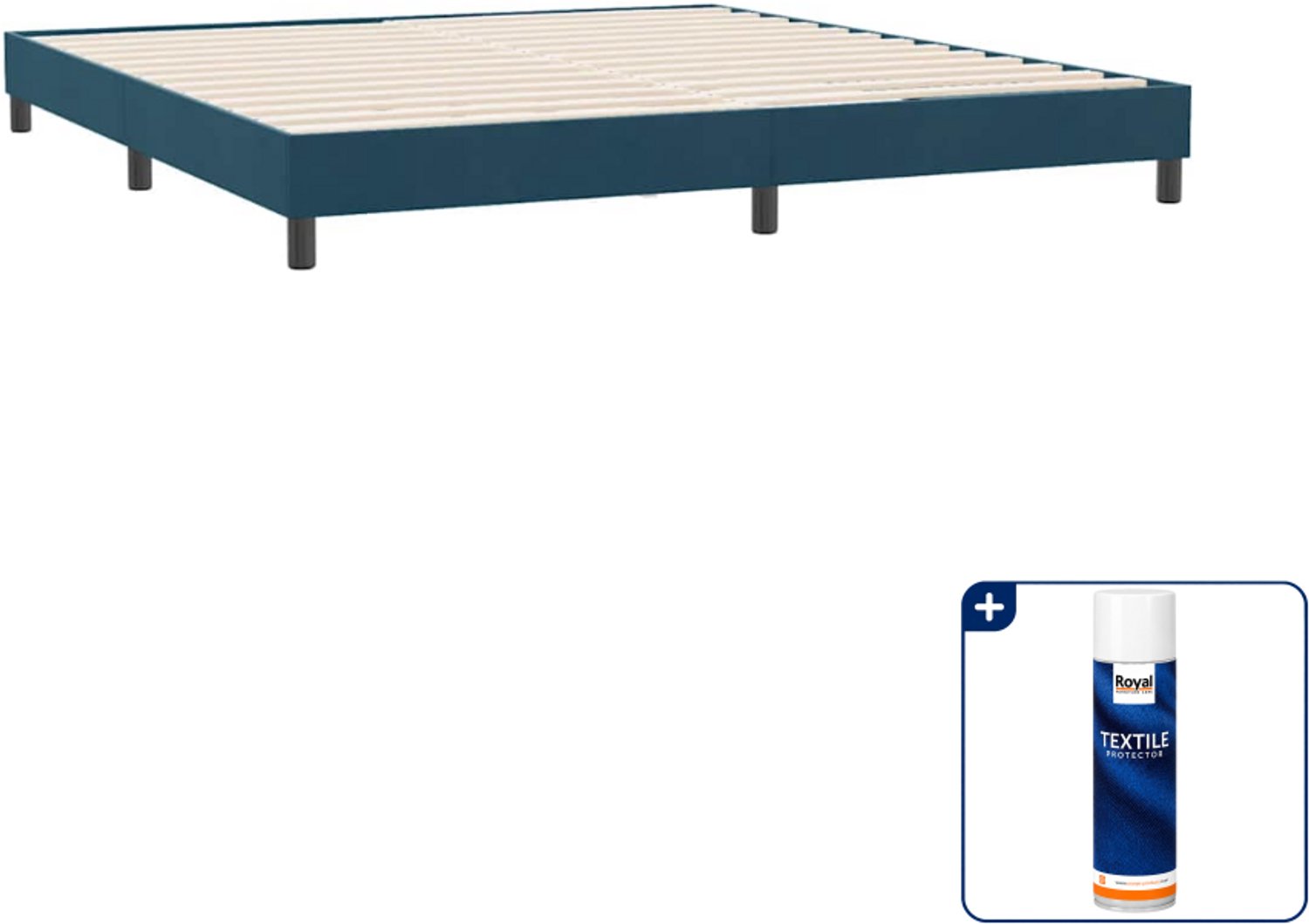 vidaXL Bedframe - Kingsize - 180 x 210 cm - fluweel - donkerblauw - Inclusief textielbeschermer 500 ml