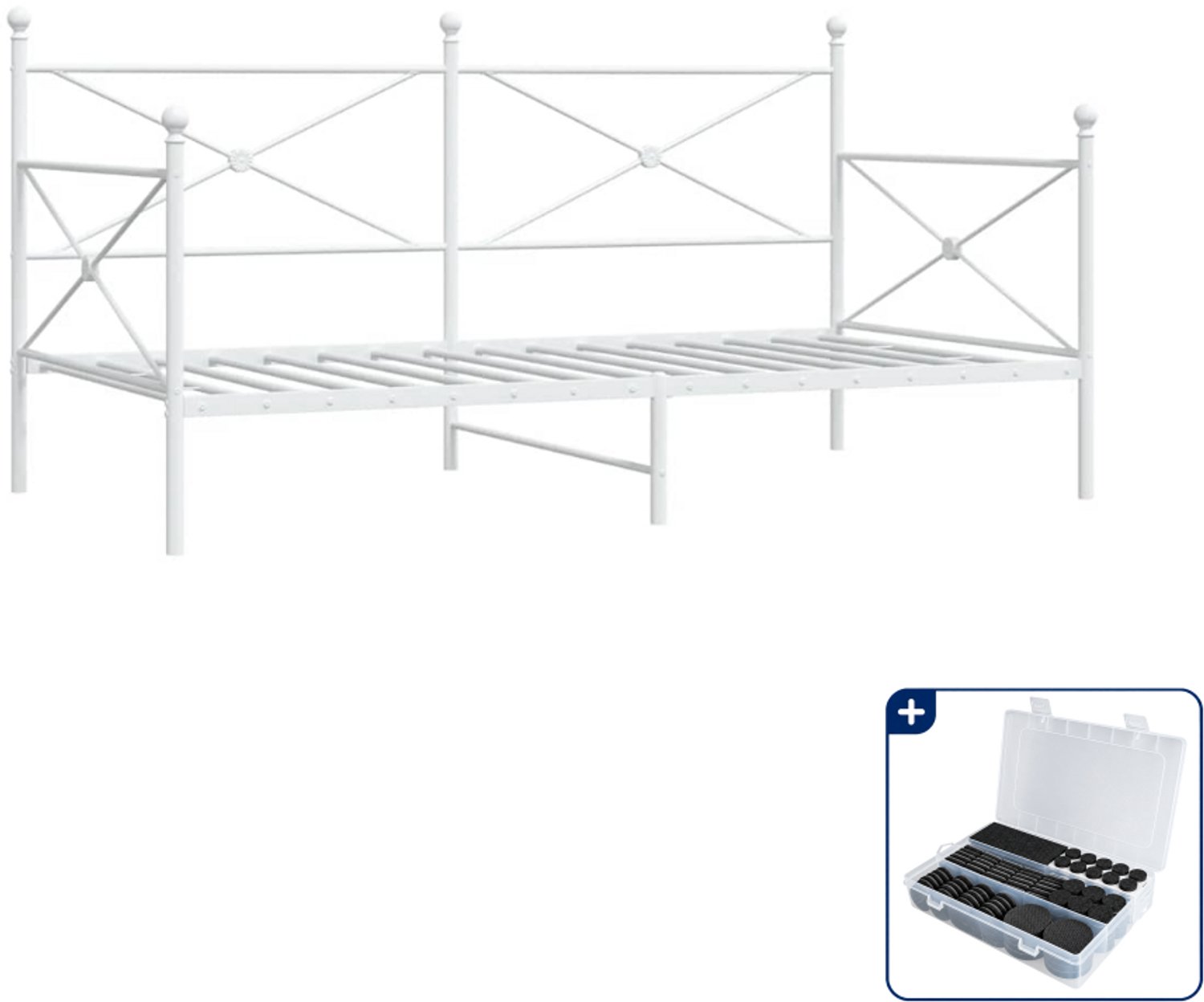 vidaXL slaapbank - 100 x 200 cm - staal - wit - Inclusief antikrasvilt 177-delig
